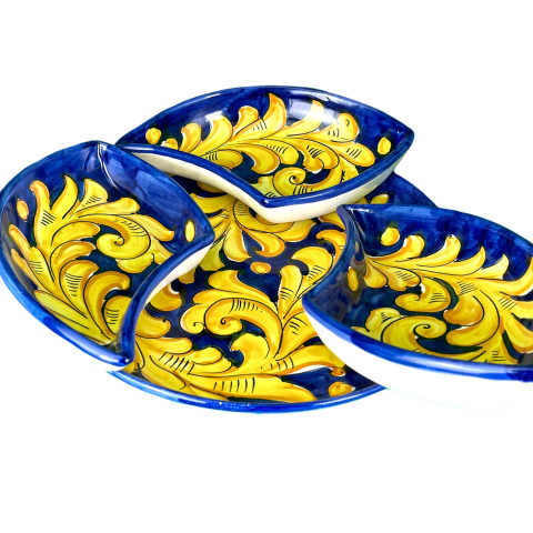 Porta mozzarella in ceramica Vietrese - Decoro Casette - CERAMICA VIETRESE  - Eccellenza Artigianale Made in Italy