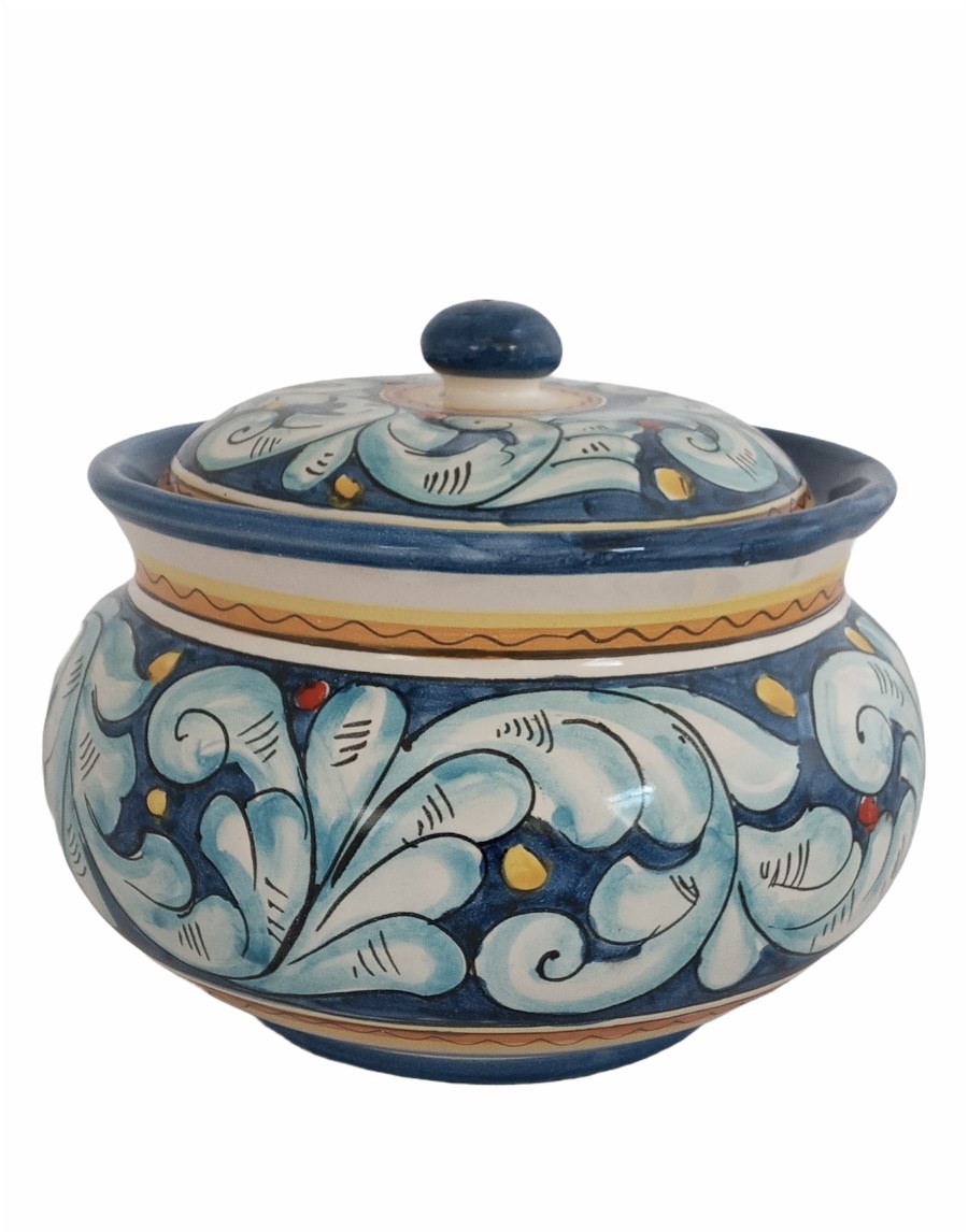 Biscottiera in Ceramica di Vietri - Decoro Barocco - CERAMICA VIETRESE -  Eccellenza Artigianale Made in Italy