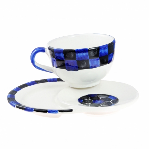 Tazza del Tifoso Interista con piattino doppio in ceramica Vietrese -  CERAMICA VIETRESE - Eccellenza Artigianale Made in Italy