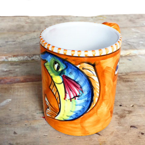 American Tea or Coffee Mug with Fish Decoration - VIETRI CERAMICS - the  excellence artisan pottery made in Italy