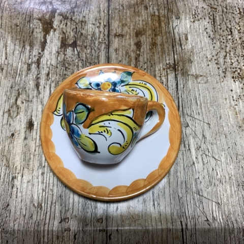 Tazze Thè Caffè Colazione Idea Regalo Ceramica Motivo limone dipinte a mano
