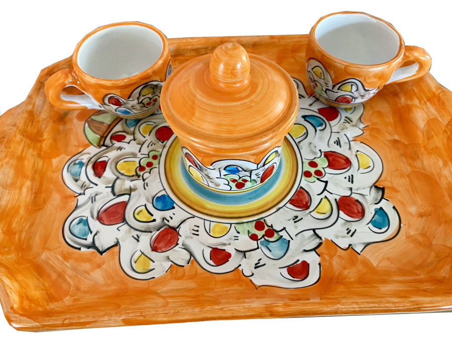 Set da caffè decoro casette - Ceramica Massimino