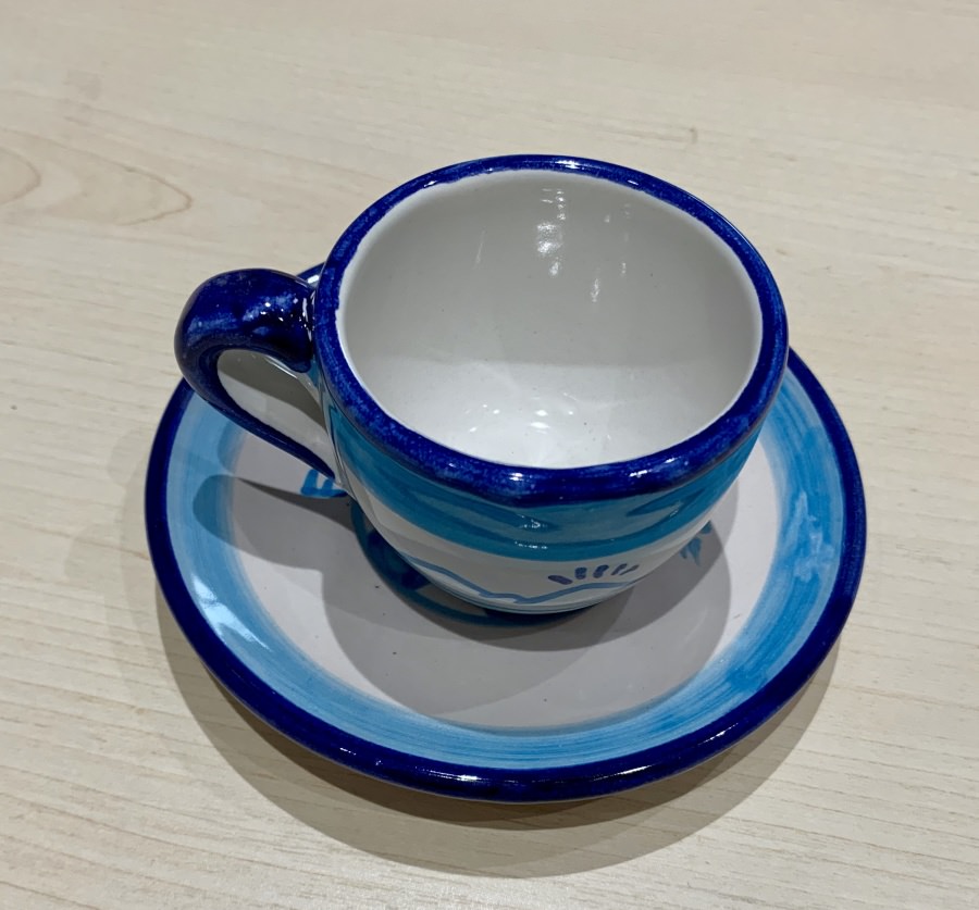 Tazzina da caffè con piattino in ceramica di Vietri - decoro Forza Napoli -  CERAMICA VIETRESE - Eccellenza Artigianale Made in Italy