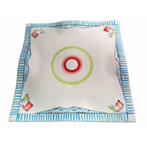Piatto Quadrato Ad Onda 35x35 cm Decoro Peppe Di Napoli 