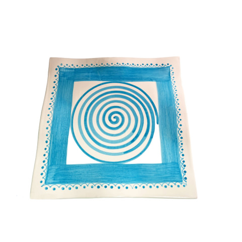 Piatto Quadrato Ad Onda 35x35 cm Nuovo Decoro Di Napoli 