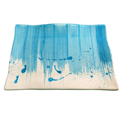 Piatto Rettangolare Ad Onda 33x23 cm Decoro 'Peppe Di Napoli'