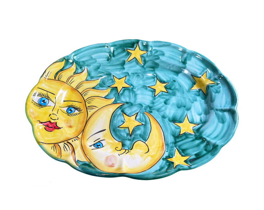 Piatti Tipo Ovale Merlato Decoro Sole Luna - CERAMICA VIETRESE - Eccellenza  Artigianale Made in Italy